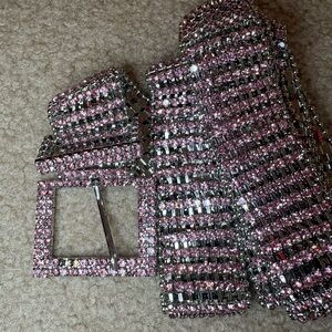Pink and Silver Rhinestone Belt